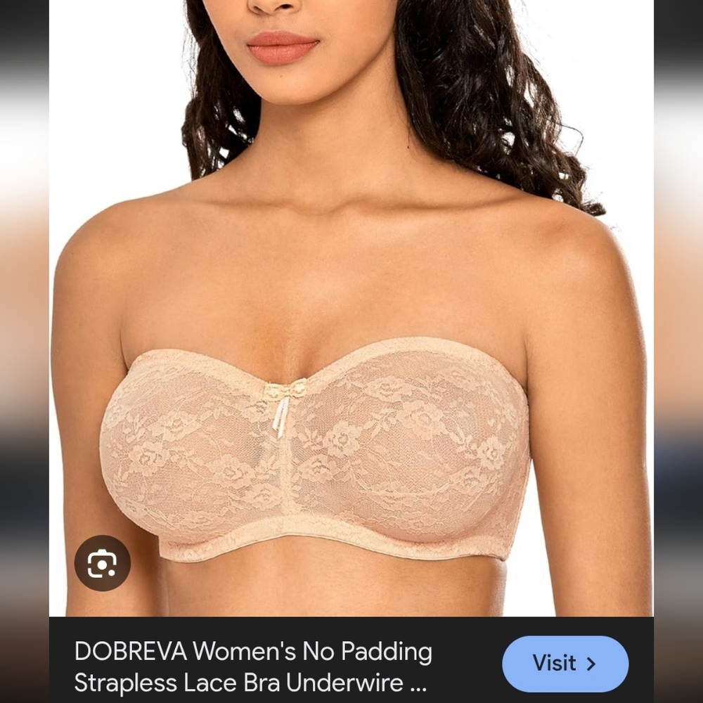 DOBREVA Lace Strapless Bandeau Bra in Nude 38 DD Perfect 4 Summer Outfits